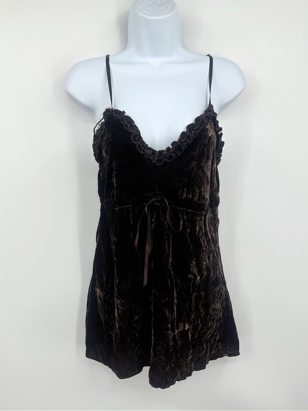 No Boundaries Vintage Y2K Brown Velvet Camisole Tank Top Size Small Fairycore